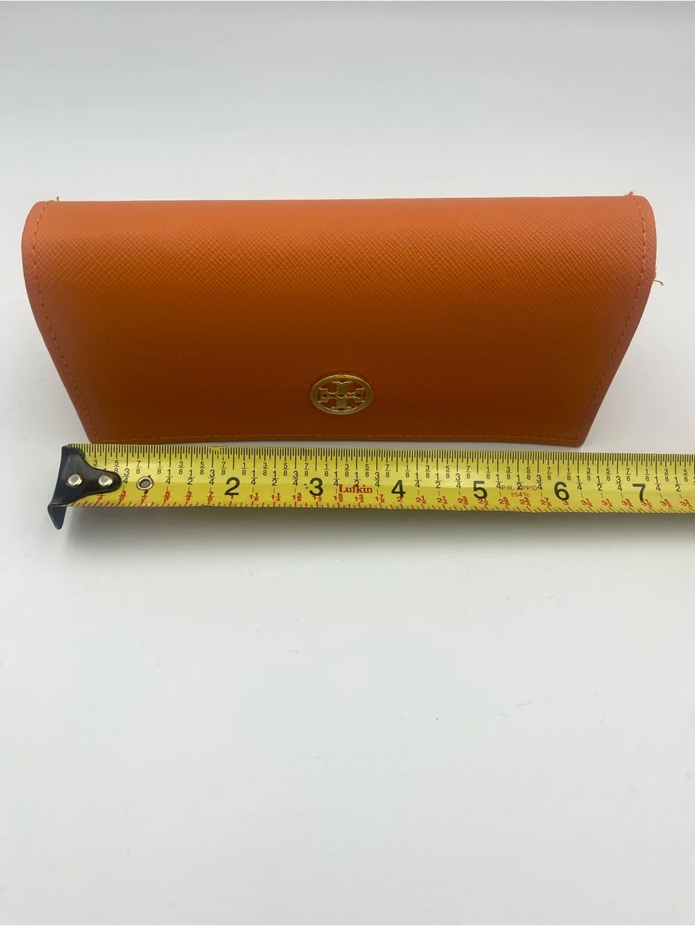 Tory Burch Orange Saffiano Continental new eyeglass case with Gold Logo